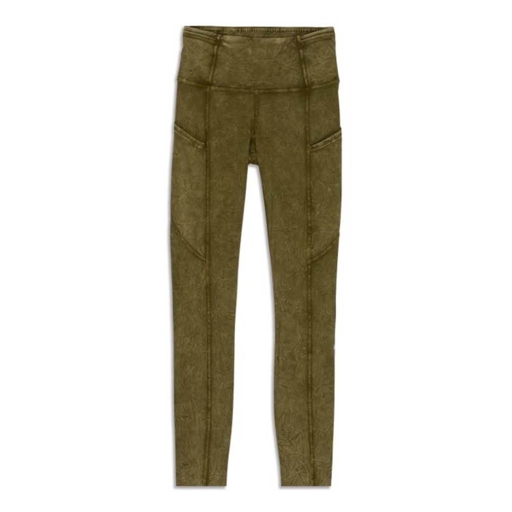 Lululemon Fast and Free High Rise Tight 25" Acid Wash Olive Green Size 4